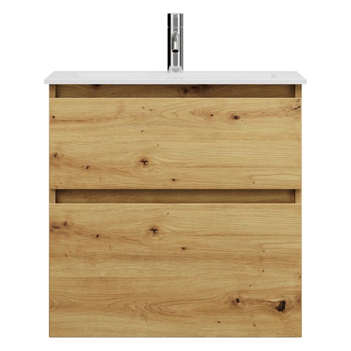 burgbad Lin20 Waschtischunterschrank mit Mineralguss-Waschtisch 62 cm, 2 Auszüge