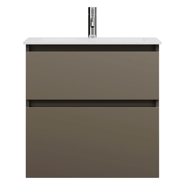 burgbad Lin20 Waschtischunterschrank mit Mineralguss-Waschtisch 62 cm, 2 Auszüge