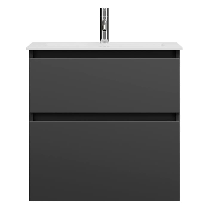 burgbad Lin20 Waschtischunterschrank mit Mineralguss-Waschtisch 62 cm, 2 Auszüge