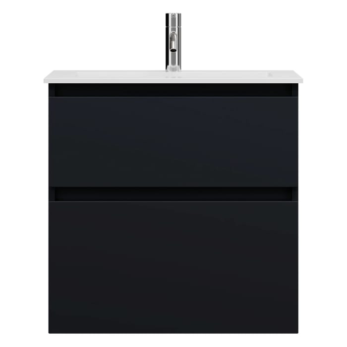 burgbad Lin20 Waschtischunterschrank mit Mineralguss-Waschtisch 62 cm, 2 Auszüge