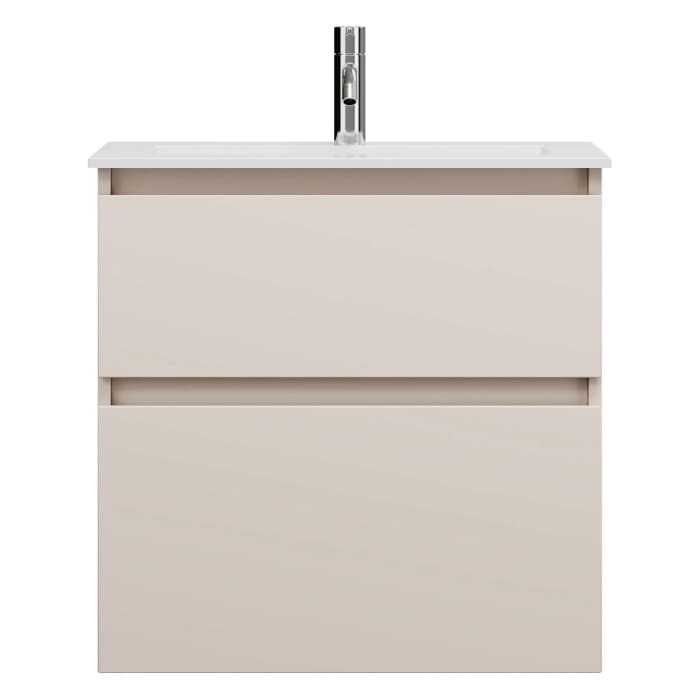 burgbad Lin20 Waschtischunterschrank mit Mineralguss-Waschtisch 62 cm, 2 Auszüge