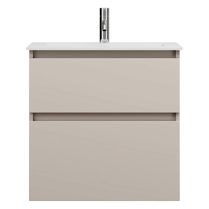 burgbad Lin20 Waschtischunterschrank mit Mineralguss-Waschtisch 62 cm, 2 Auszüge