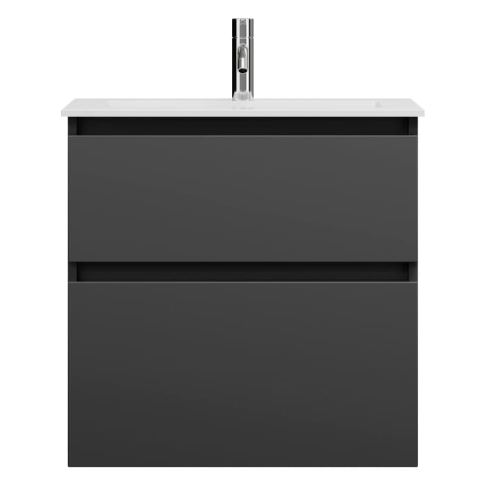 burgbad Lin20 Waschtischunterschrank mit Mineralguss-Waschtisch 62 cm, 2 Auszüge