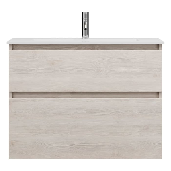 burgbad Lin20 Waschtischunterschrank mit Mineralguss-Waschtisch 82 cm, 2 Auszüge