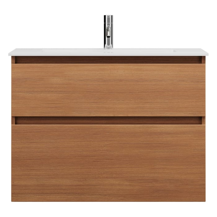 burgbad Lin20 Waschtischunterschrank mit Mineralguss-Waschtisch 82 cm, 2 Auszüge