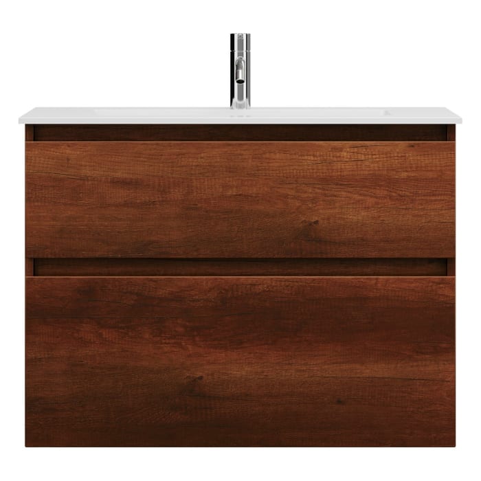 burgbad Lin20 Waschtischunterschrank mit Mineralguss-Waschtisch 82 cm, 2 Auszüge