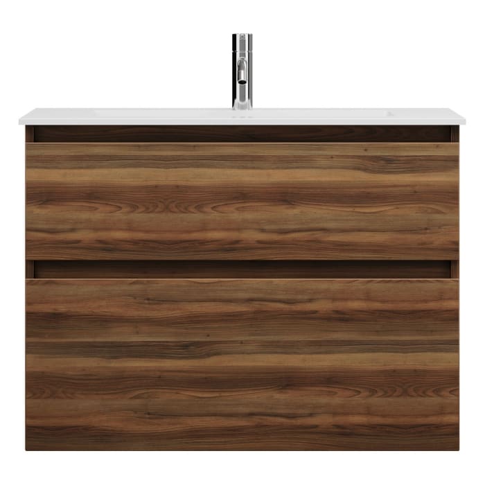 burgbad Lin20 Waschtischunterschrank mit Mineralguss-Waschtisch 82 cm, 2 Auszüge