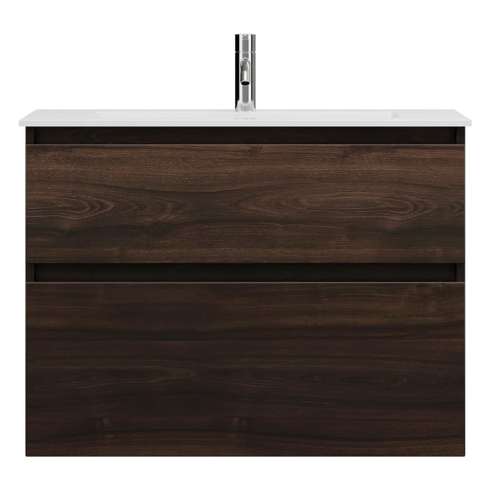 burgbad Lin20 Waschtischunterschrank mit Mineralguss-Waschtisch 82 cm, 2 Auszüge