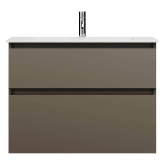 burgbad Lin20 Waschtischunterschrank mit Mineralguss-Waschtisch 82 cm, 2 Auszüge