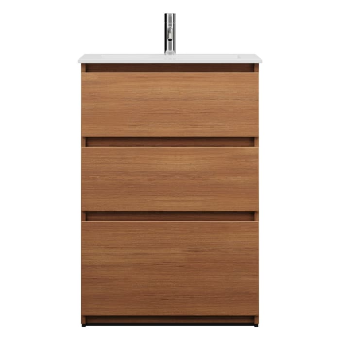 burgbad Lin20 Waschtischunterschrank mit Mineralguss-Waschtisch 62 cm, 3 Auszüge