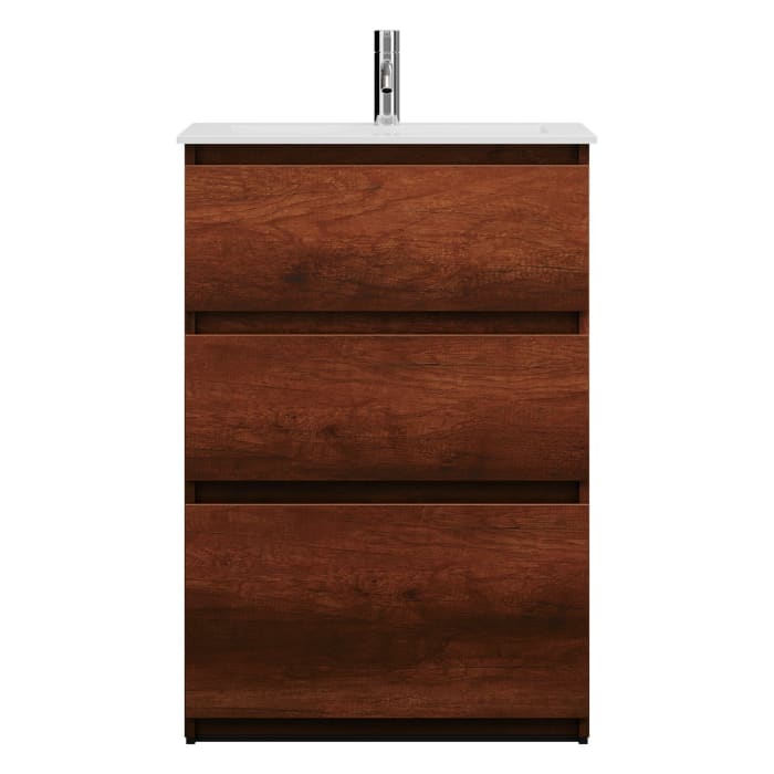 burgbad Lin20 Waschtischunterschrank mit Mineralguss-Waschtisch 62 cm, 3 Auszüge