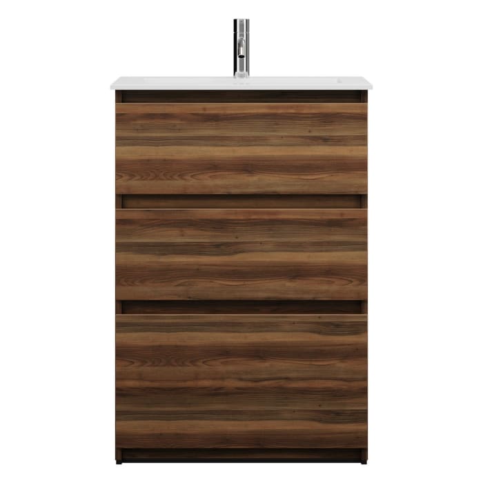 burgbad Lin20 Waschtischunterschrank mit Mineralguss-Waschtisch 62 cm, 3 Auszüge