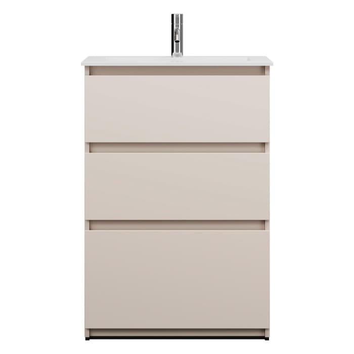 burgbad Lin20 Waschtischunterschrank mit Mineralguss-Waschtisch 62 cm, 3 Auszüge