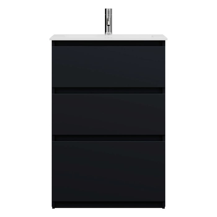 burgbad Lin20 Waschtischunterschrank mit Mineralguss-Waschtisch 62 cm, 3 Auszüge