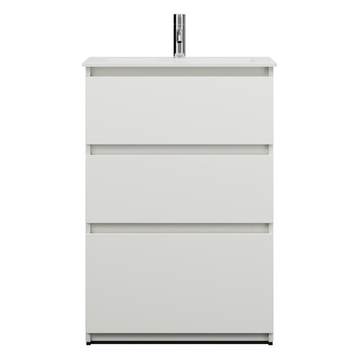 burgbad Lin20 Waschtischunterschrank mit Mineralguss-Waschtisch 62 cm, 3 Auszüge