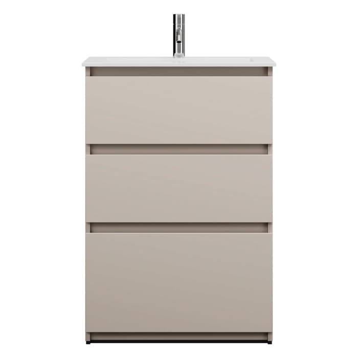 burgbad Lin20 Waschtischunterschrank mit Mineralguss-Waschtisch 62 cm, 3 Auszüge