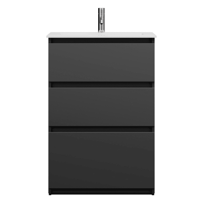 burgbad Lin20 Waschtischunterschrank mit Mineralguss-Waschtisch 62 cm, 3 Auszüge