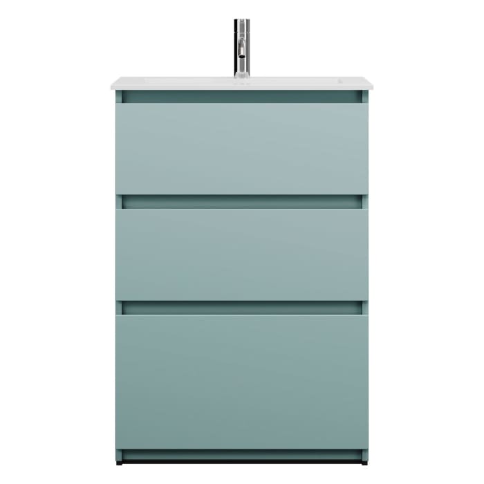 burgbad Lin20 Waschtischunterschrank mit Mineralguss-Waschtisch 62 cm, 3 Auszüge