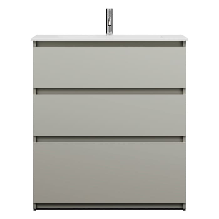 burgbad Lin20 Waschtischunterschrank mit Mineralguss-Waschtisch 82 cm, 3 Auszüge