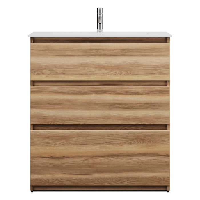 burgbad Lin20 Waschtischunterschrank mit Mineralguss-Waschtisch 82 cm, 3 Auszüge