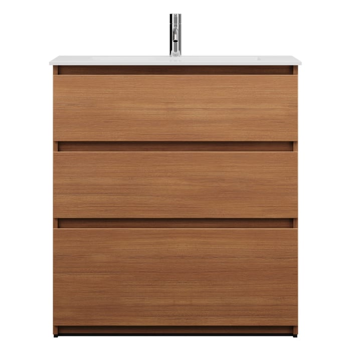 burgbad Lin20 Waschtischunterschrank mit Mineralguss-Waschtisch 82 cm, 3 Auszüge