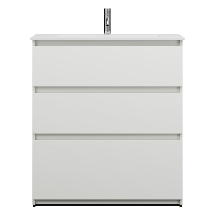 burgbad Lin20 Waschtischunterschrank mit Mineralguss-Waschtisch 82 cm, 3 Auszüge