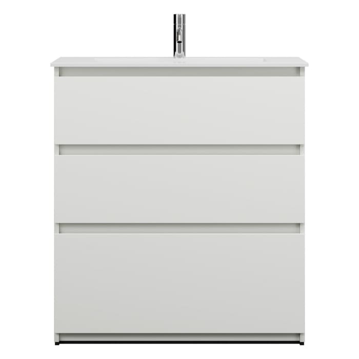 burgbad Lin20 Waschtischunterschrank mit Mineralguss-Waschtisch 82 cm, 3 Auszüge