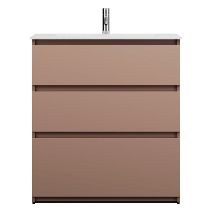 burgbad Lin20 Waschtischunterschrank mit Mineralguss-Waschtisch 82 cm, 3 Auszüge