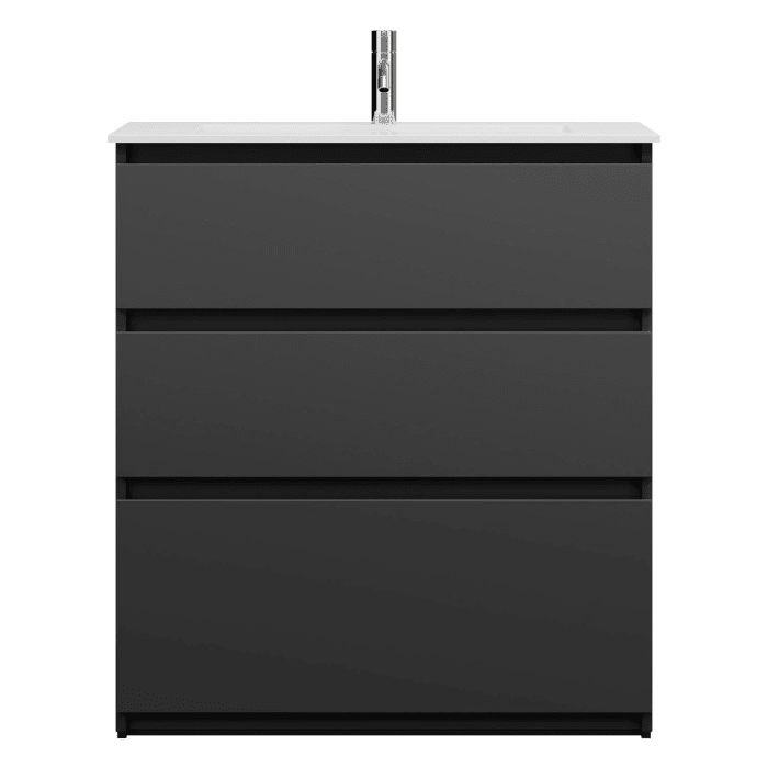 burgbad Lin20 Waschtischunterschrank mit Mineralguss-Waschtisch 82 cm, 3 Auszüge