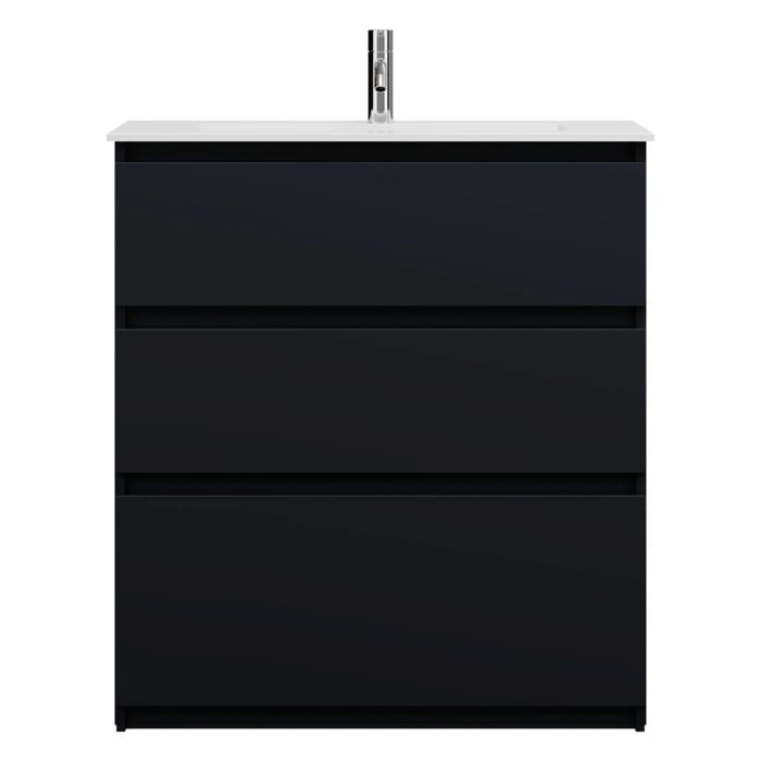 burgbad Lin20 Waschtischunterschrank mit Mineralguss-Waschtisch 82 cm, 3 Auszüge