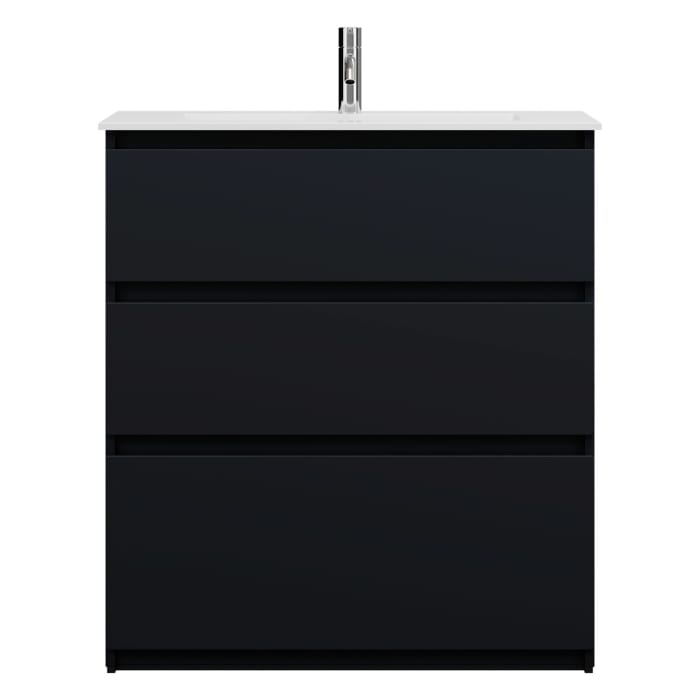 burgbad Lin20 Waschtischunterschrank mit Mineralguss-Waschtisch 82 cm, 3 Auszüge