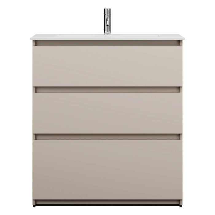 burgbad Lin20 Waschtischunterschrank mit Mineralguss-Waschtisch 82 cm, 3 Auszüge