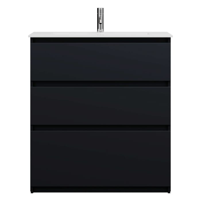 burgbad Lin20 Waschtischunterschrank mit Mineralguss-Waschtisch 82 cm, 3 Auszüge