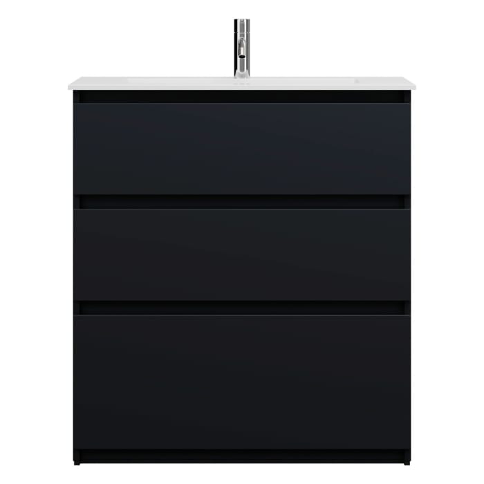 burgbad Lin20 Waschtischunterschrank mit Mineralguss-Waschtisch 82 cm, 3 Auszüge