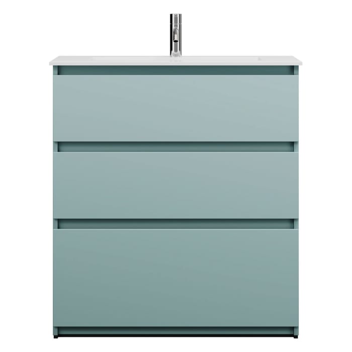burgbad Lin20 Waschtischunterschrank mit Mineralguss-Waschtisch 82 cm, 3 Auszüge
