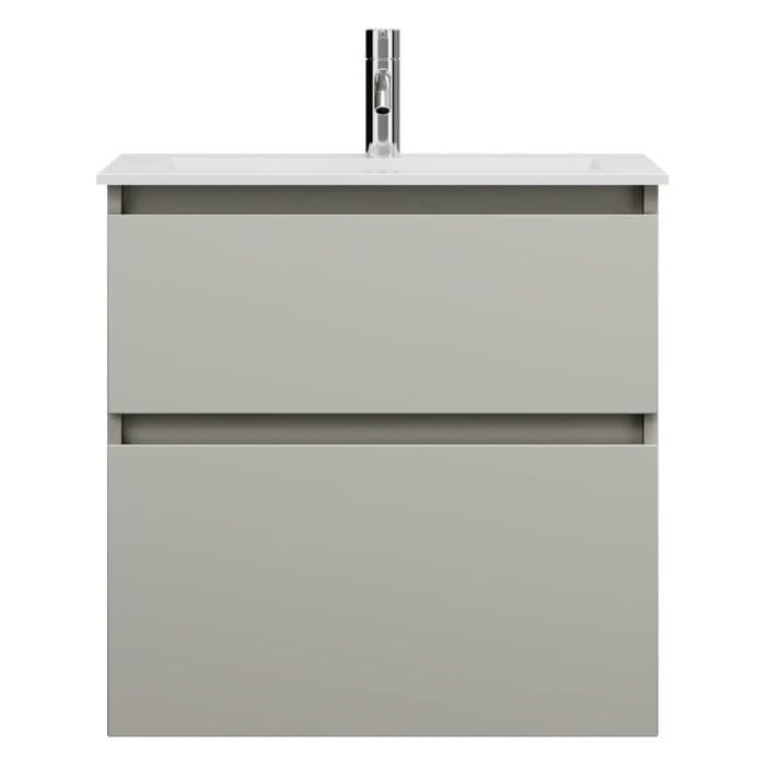 burgbad Lin20 Waschtischunterschrank mit Mineralguss-Waschtisch 62 cm, 2 Auszüge