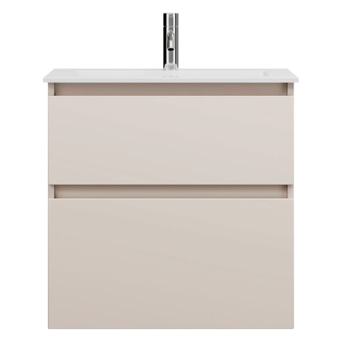 burgbad Lin20 Waschtischunterschrank mit Mineralguss-Waschtisch 62 cm, 2 Auszüge