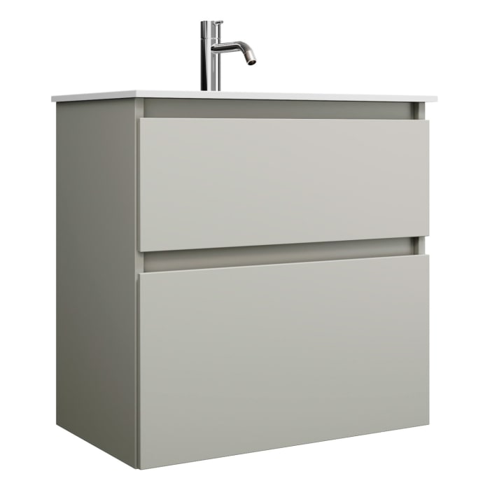 burgbad Lin20 Waschtischunterschrank mit Mineralguss-Waschtisch 62 cm, 2 Auszüge