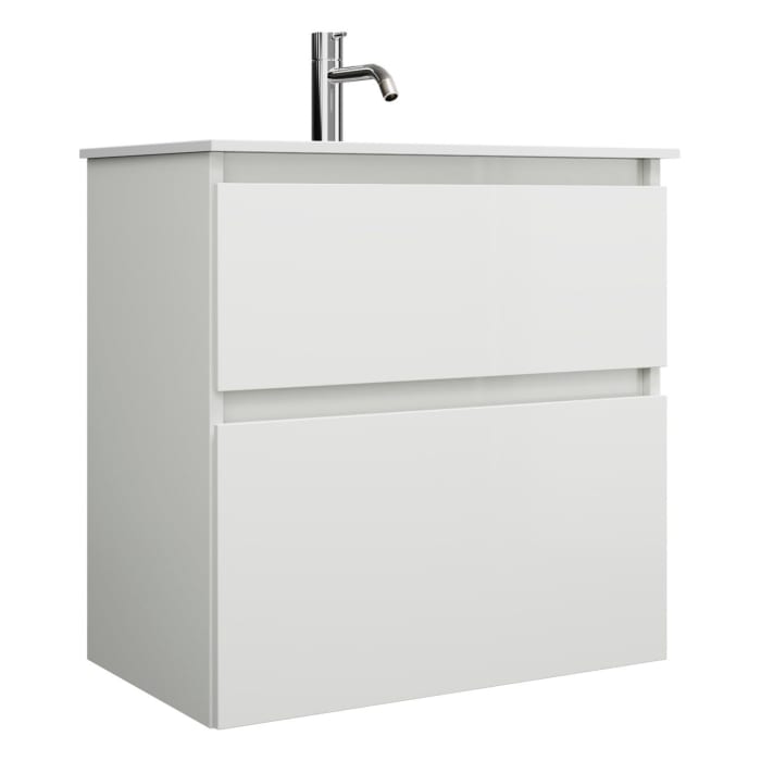 burgbad Lin20 Waschtischunterschrank mit Mineralguss-Waschtisch 62 cm, 2 Auszüge