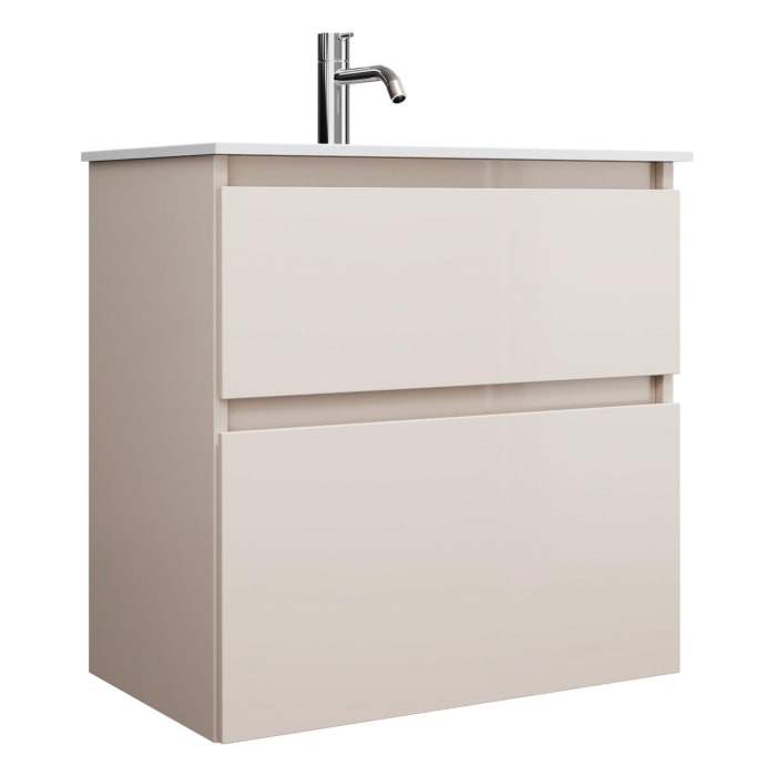 burgbad Lin20 Waschtischunterschrank mit Mineralguss-Waschtisch 62 cm, 2 Auszüge