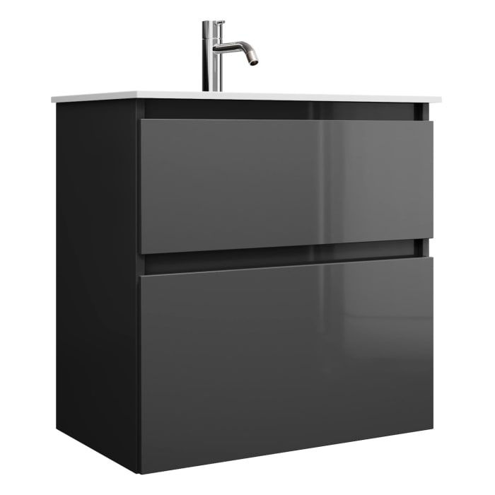 burgbad Lin20 Waschtischunterschrank mit Mineralguss-Waschtisch 62 cm, 2 Auszüge