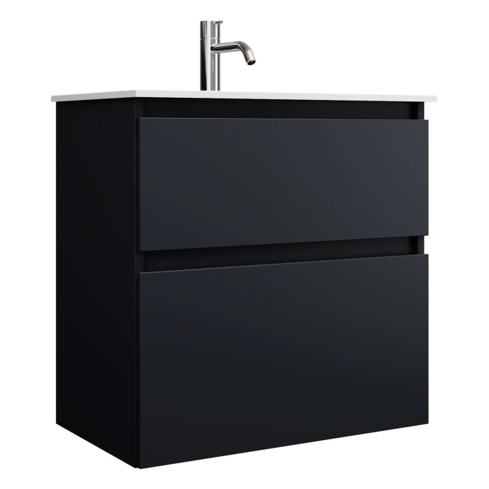 burgbad Lin20 Waschtischunterschrank mit Mineralguss-Waschtisch 62 cm, 2 Auszüge