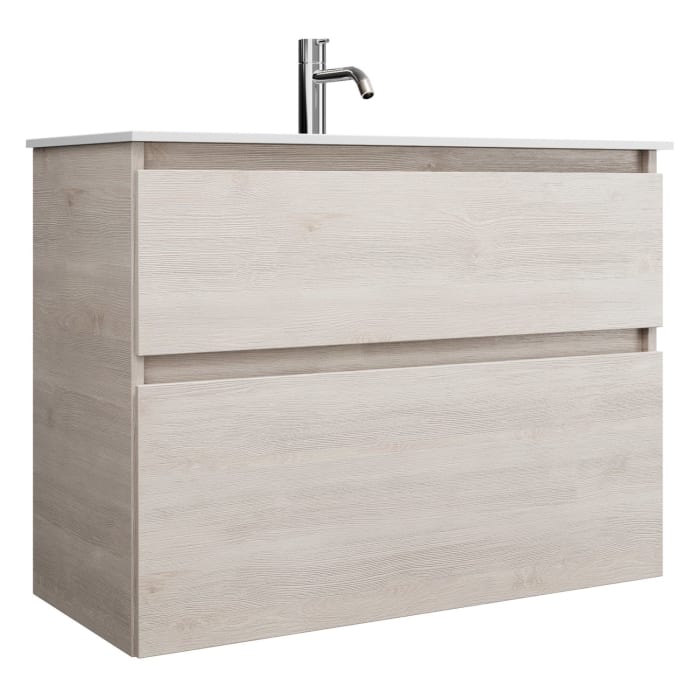 burgbad Lin20 Waschtischunterschrank mit Mineralguss-Waschtisch 82 cm, 2 Auszüge