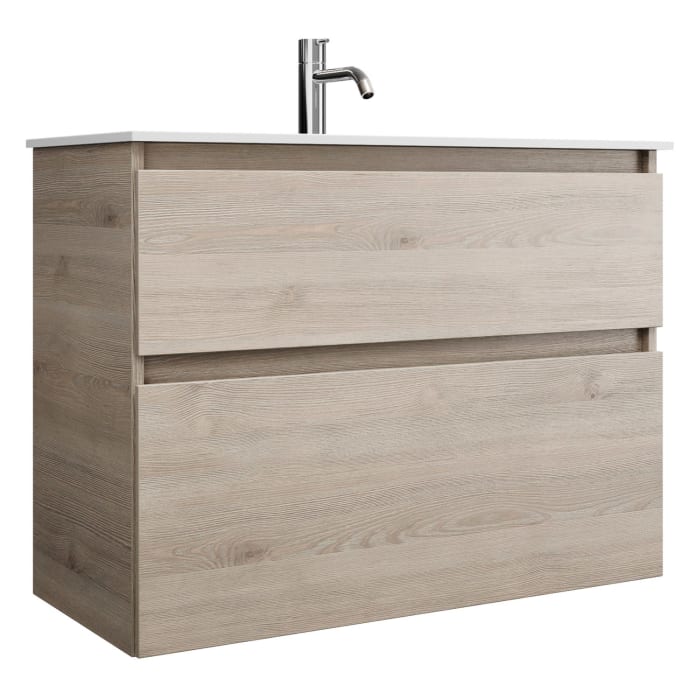 burgbad Lin20 Waschtischunterschrank mit Mineralguss-Waschtisch 82 cm, 2 Auszüge