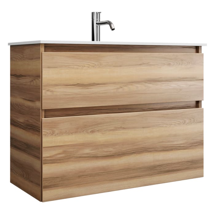 burgbad Lin20 Waschtischunterschrank mit Mineralguss-Waschtisch 82 cm, 2 Auszüge