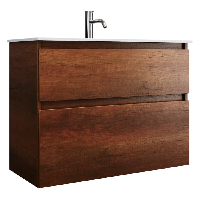 burgbad Lin20 Waschtischunterschrank mit Mineralguss-Waschtisch 82 cm, 2 Auszüge