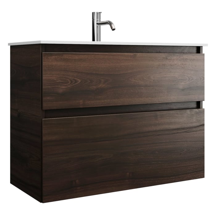 burgbad Lin20 Waschtischunterschrank mit Mineralguss-Waschtisch 82 cm, 2 Auszüge