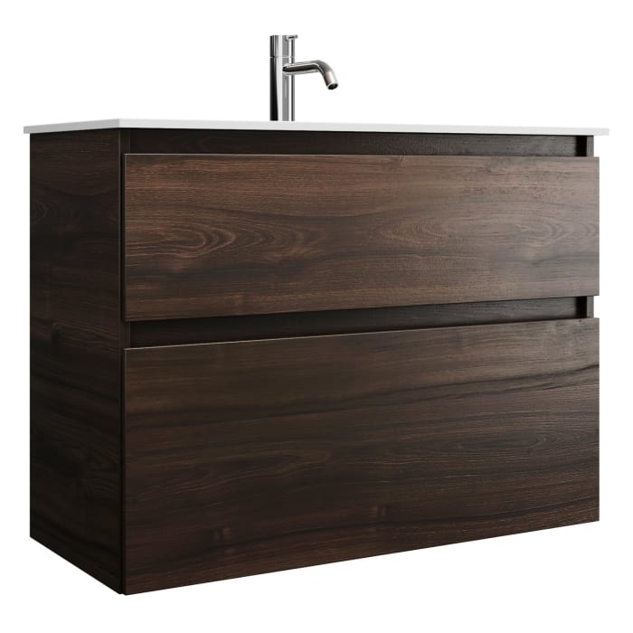 burgbad Lin20 Waschtischunterschrank mit Mineralguss-Waschtisch 82 cm, 2 Auszüge