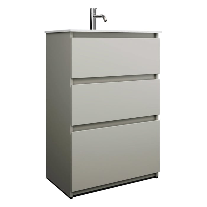 burgbad Lin20 Waschtischunterschrank mit Mineralguss-Waschtisch 62 cm, 3 Auszüge