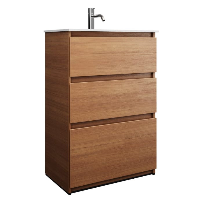 burgbad Lin20 Waschtischunterschrank mit Mineralguss-Waschtisch 62 cm, 3 Auszüge